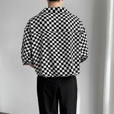现货 2024新款夏季港风格子七分袖短袖衬衫男DS-A328 P55图片