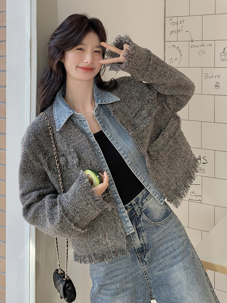 【现货】2026春装小香风拼接牛仔外套1812-P175K258,女装短外套,2C332