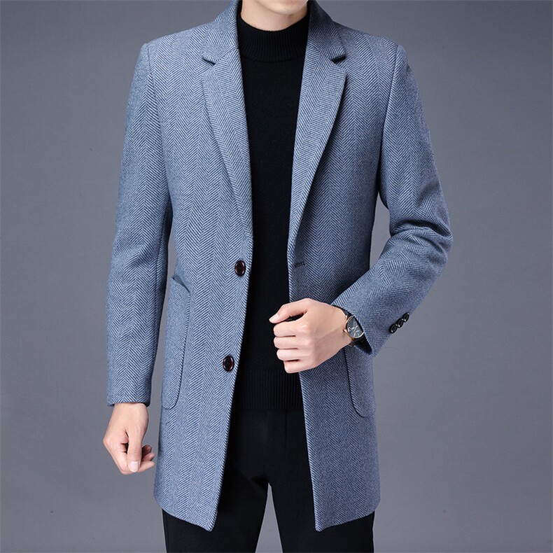 CKM315钱塘2020-2中年男士时尚休闲简约潮流百搭毛呢大衣P160图片