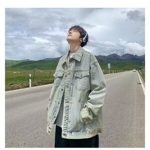 牛仔外套男春秋季潮牌美式高街男翻领痞帅宽松休闲上衣JK88-P60图片