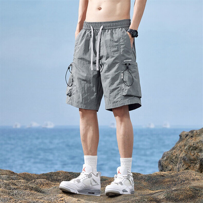 冰丝宽松运动休闲直筒五分裤男夏季新款日系速干工装裤Z9813-P35，男装牛仔裤，星座509