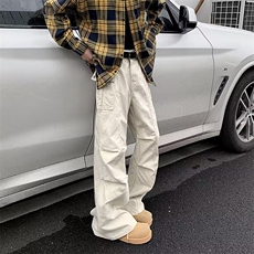 水洗复古工装裤男春秋季美式街头潮牌宽松多褶皱休闲裤子，男装休闲裤，星座506B