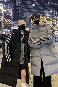 主推 过膝棉衣 织带三条杠长款加厚情侣羽棉服 外套男 G1076 P168图片