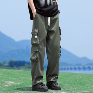 工装裤男士春夏款阔腿休闲长裤直筒宽松裤子骑兵斜复网 K49图片