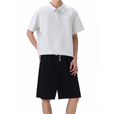 黑色美式短袖polo衫男款夏季高级感痞帅成熟稳重男装重磅正肩t恤，男装休闲套装，电商A003