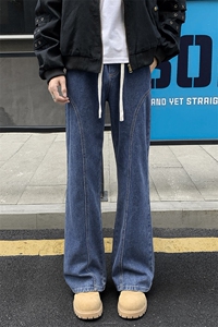 2026 春季-A2289TP35斜切微喇牛仔裤男美式高街vibe弯刀裤子图片