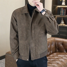 麂皮绒外套男士春秋季高级感宽松机车服皮衣男装翻领夹克HH55P70，男装夹克，星座1013-5