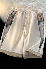 1港风大码M-5XL日系刺绣民族风潮五分裤短裤男DK7791P45控59，男装牛仔裤，星座226-2