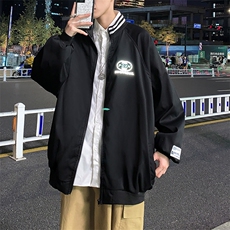 反光外套秋季港风宽松夹克潮牌ins百搭印花运动棒球服W1796-P40，男装夹克，星座512-4