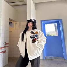 美式高街徽章字母刺绣棒球服冬季夹棉加厚棉衣男女夹克外套，男装夹克，星座218-8