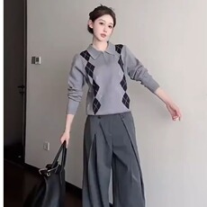 英伦风菱格纹长袖针织衫男修身显瘦毛衣，男装针织衫/毛衣，星座410-7