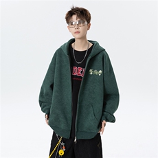 秋冬450克加厚砂洗做旧双钢头拉链衫连帽开衫卫衣JF83-特P78控118，男装卫衣，电商A422-1