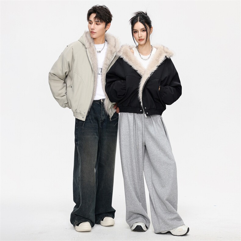 美式座山雕毛领连帽棉服男款冬季短款情侣棉衣外套MY2519-P98,男装棉衣,星座610（原A335）