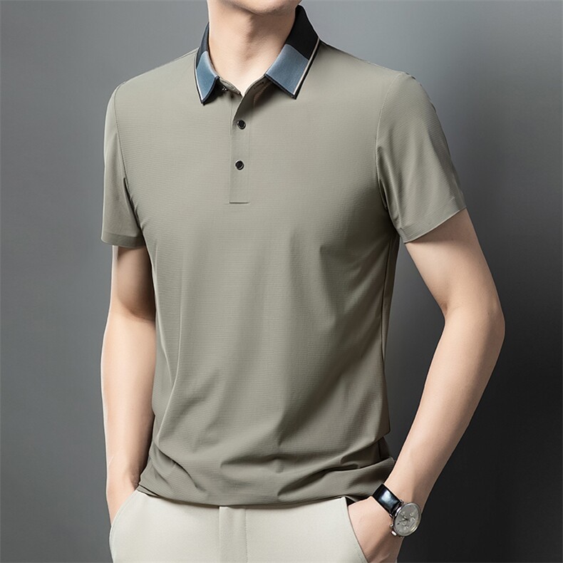 短袖T恤男翻领夏季高端时尚Polo衫中年夏装休闲半袖体恤纯色,男装Polo衫,电商B212（原钱塘6029）