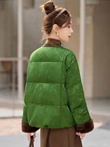 设计感立领拼接羽绒服女2025年冬季新款小个子白鸭绒短款图片