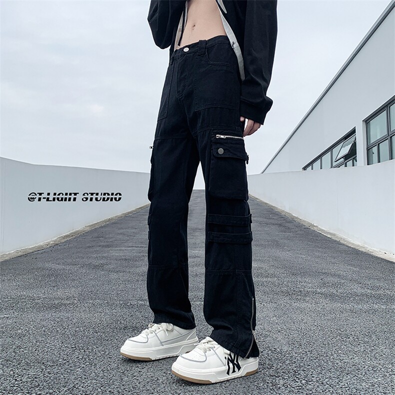 B221 美式ins高街暗黑小众拉链工装休闲裤子 LK23045-P75 控98图片