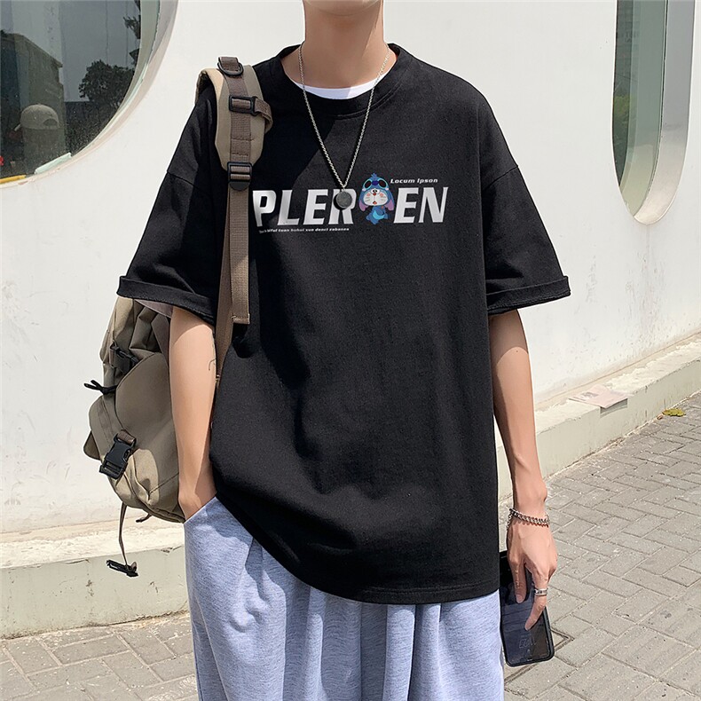 夏季新款潮流宽松印花短袖T恤男T42P25控38图片
