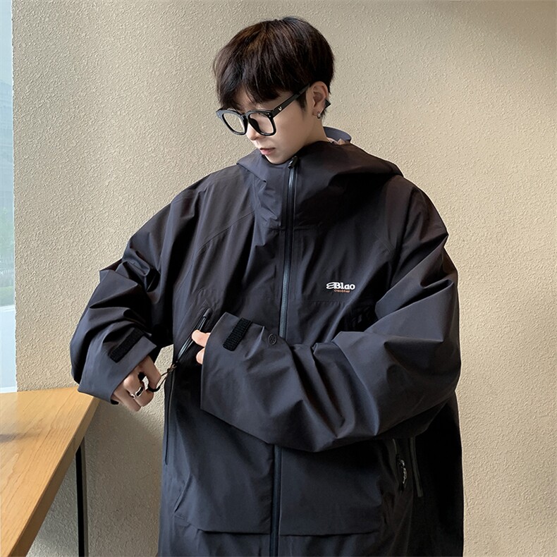 A695-P60 美式户外机能夹克冲锋衣男士春秋潮牌ins宽松连帽外套图片