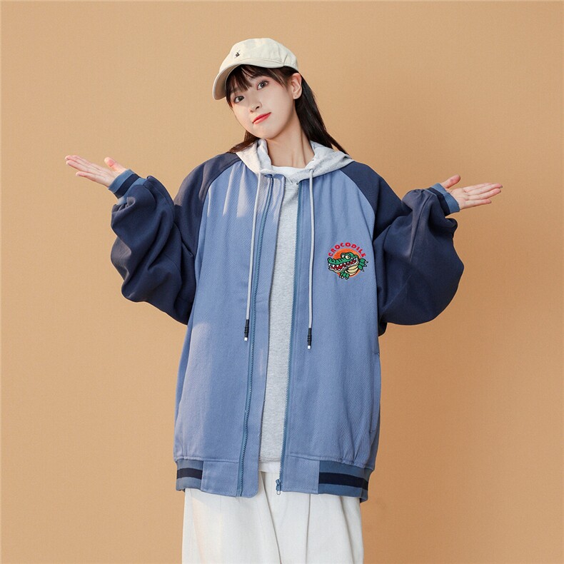 25春季新款棒球领潮流鳄鱼水洗长袖休闲夹克外套JK97/P90/138,男装夹克,星座202-3