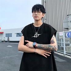 12025夏季新款男士印花麂皮绒无袖T恤百搭背心TLBX15特P18，男装T恤，电商B220
