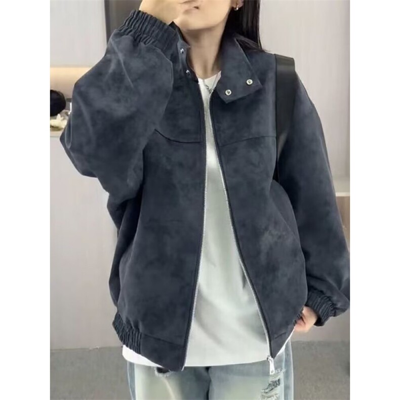 潮牌麂皮绒夹克外套男春秋痞帅飞行员夹克上衣网JK265-P72,男装夹克,星座1001-1