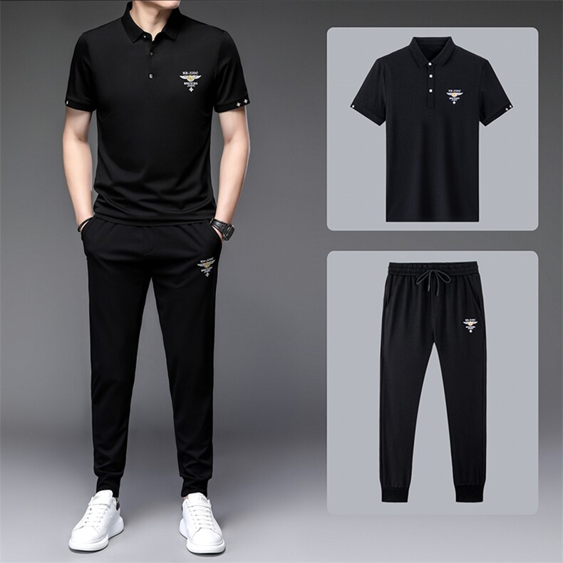 高档男装男生套装夏季潮流衣服韩版短袖T恤2023新款衣服帅气男装,男装休闲套装,电商B212（原钱塘6029）