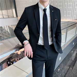 韩东大门西装男套装韩版新郎结婚英伦职业装修身休闲小西服纯色图片
