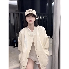 原创潮美式高街vibe风烫钻刺绣棒球服ins潮夹克情侣，男装夹克，星座506A