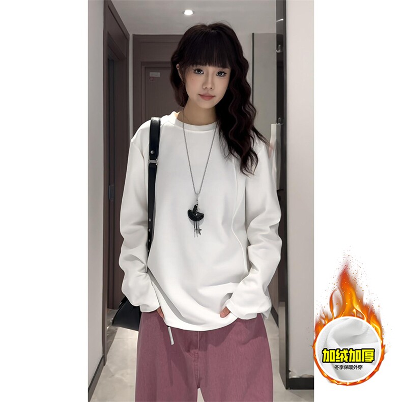 抖音得物高品质美式高街重磅曼巴棉cleanfit螺纹拼接卫衣长袖T恤,男装T恤,电商A486