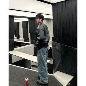 自家图，博主风cleanfit外套男美式复古pu皮机车服夹克JK2402-P90图片