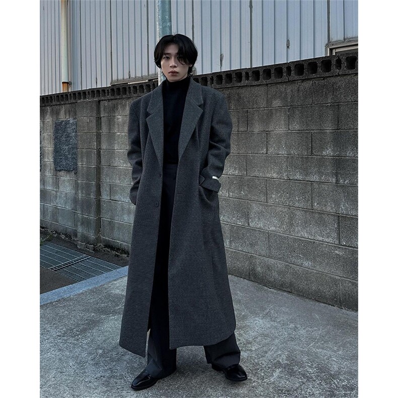 加棉现货~韩系中长款呢子大衣cleanfit过膝加长风衣外套Y988-P125,男装风衣,星座1004-3