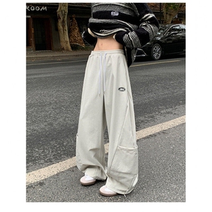 美式复古拼接休闲裤子男女加绒加厚工装阔腿K566-P45常规P50加绒图片