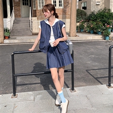 2025新款！夏季牛仔无袖套装超好看网红，女装套装/套裙，欧黛芙妮
