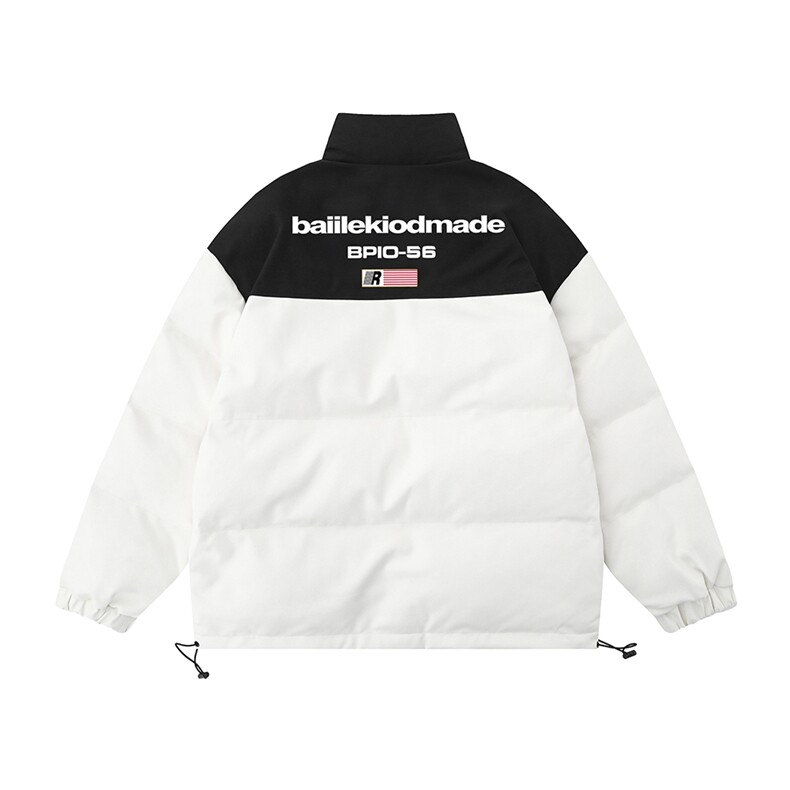 新款平铺拼色时尚字母印花保暖PU皮棉服A247-MY6405特批95控158,男装棉衣,电商A247-1
