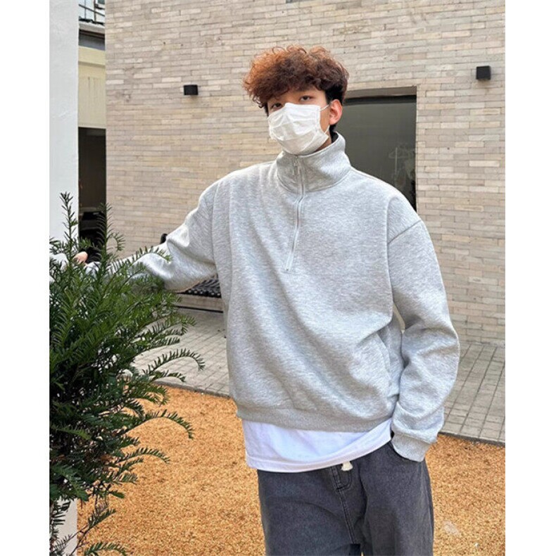半拉链立领卫衣外套男士春秋季宽松简约灰色高领薄绒上衣W135,女装短外套,星座1116A（原606A-3）