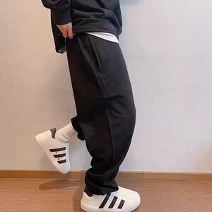 运动裤男休闲2025坠感阔腿裤大码束脚宽腿直筒潮流中年胖子卫裤图片