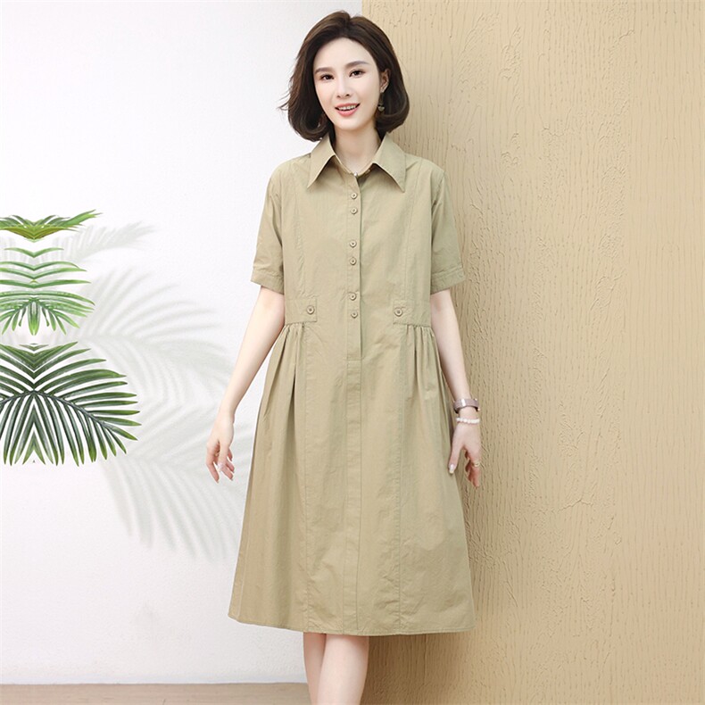 2023夏季短袖纯棉连衣裙纯色,女装连衣裙,小林双子