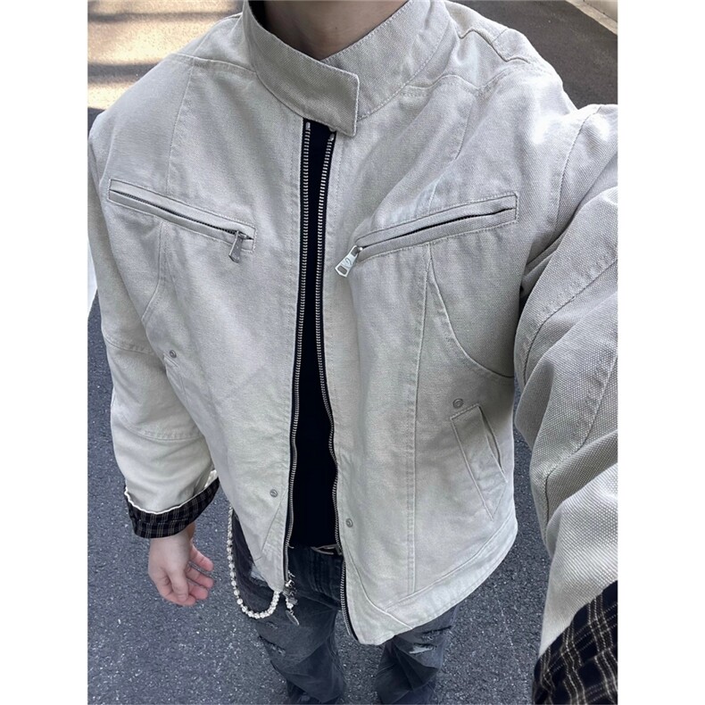 美式重工哈灵顿夹克二代男女cleanfit重磅帆布休闲立领短,男装夹克,星座505-2（原电商A260-1)