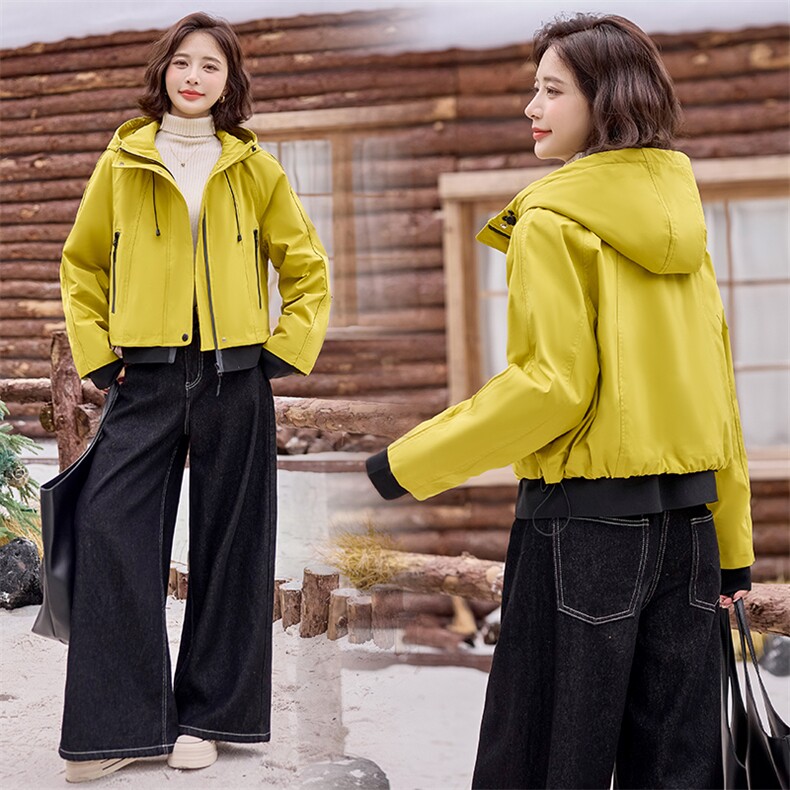 2024冬季新款连帽白鸭绒保暖时尚百搭短款羽绒服外套，女装羽绒服，天丝秀