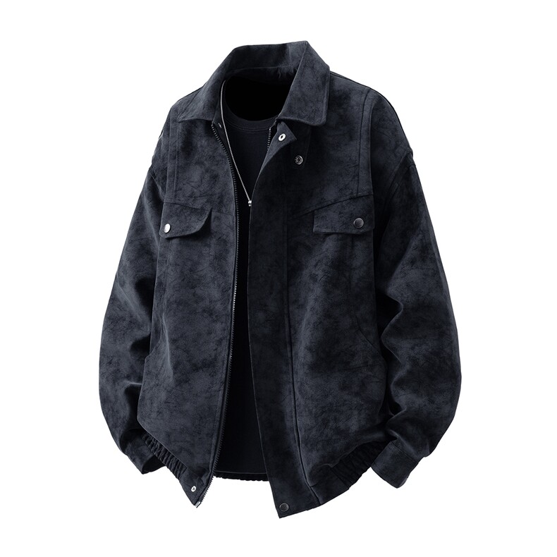 可二开雾霾脏脏灰解构大码M-5XL皮衣夹克立体图JK78087特P85控138，男装夹克，星座227-7