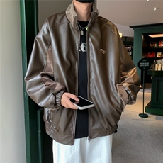 A988-P72美式立领情侣机车服外套2024春秋潮牌古着皮衣夹克男，男装夹克，星座512-6