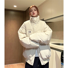 冬装新港风PU软皮棉服刺绣logo棉衣休闲加厚外套男女G1103P128，男装棉衣，电商A339