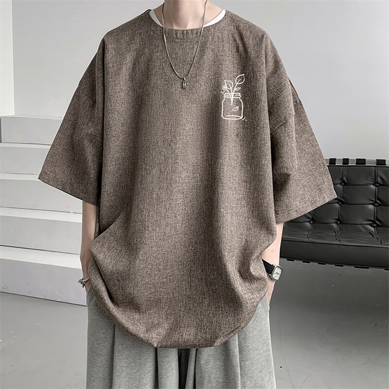 风复古亚麻短袖男棉麻t恤男半袖ZT71430-P35,男装T恤,电商A040
