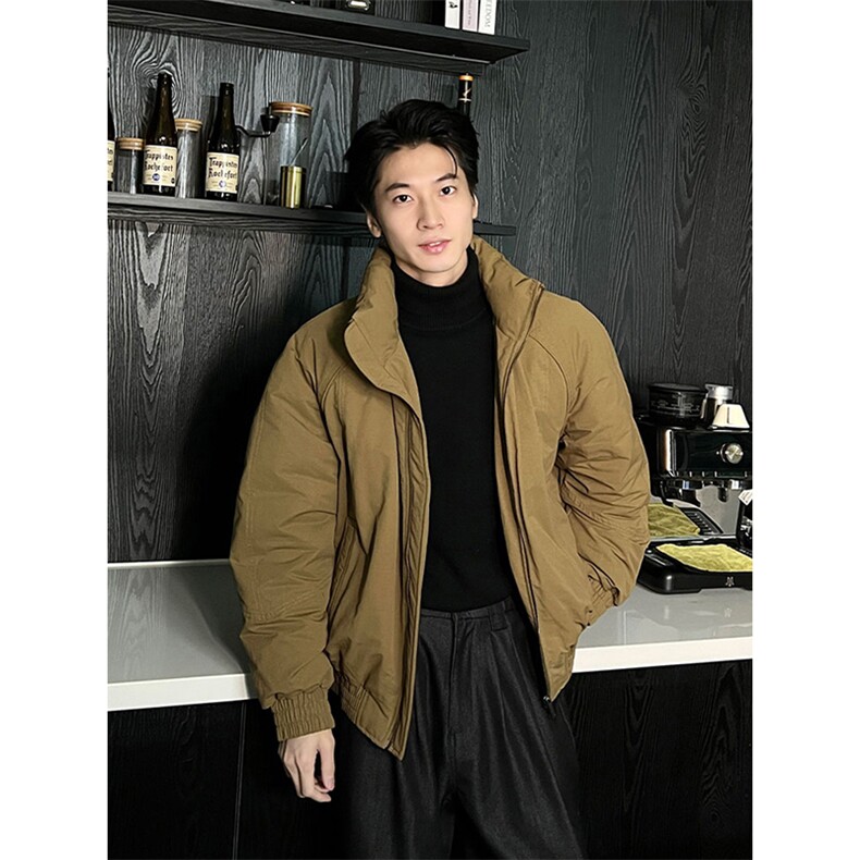 现货美式高街休闲棉衣夹克三防立领纯色户外工装加厚棉服外套,男装夹克,电商A486