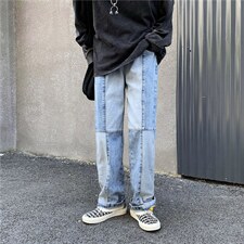 ins嘻哈牛仔裤男潮牌高街头宽松直筒垂感老爹裤潮拖地裤G290-p45图片