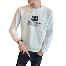 白色2023春装社会小伙修身印花圆领卫衣男潮W044-P48控价68，男装卫衣，电商A108