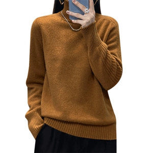 重磅加厚100羊毛衫女宽松套头时尚针织毛衣半高领打底冬装图片