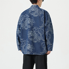 秋装日系复古道袍休闲宽松新中式汉服开衫长袖外套潮H335/P110，男装民族服装，钱塘713