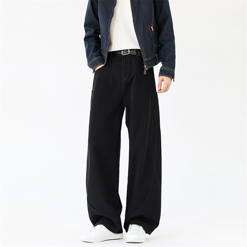 美式高街牛仔裤男款潮牌痞帅宽松直筒阔腿裤KZ2551P50，男装牛仔裤，电商D325