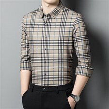 2023春秋男士高档无痕免烫长袖翻领衬衫男时尚商务衬衣HM8211-P85，男装衬衫，星座1105-3